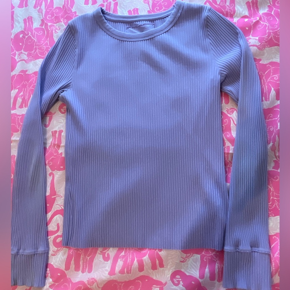 Aerie Ribbed Long Sleeve Top in Light Purple
